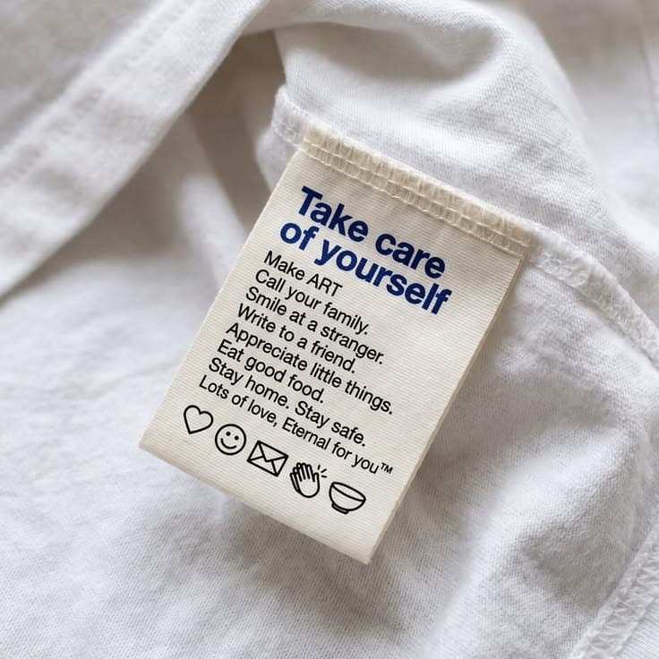 Printed care instructions label