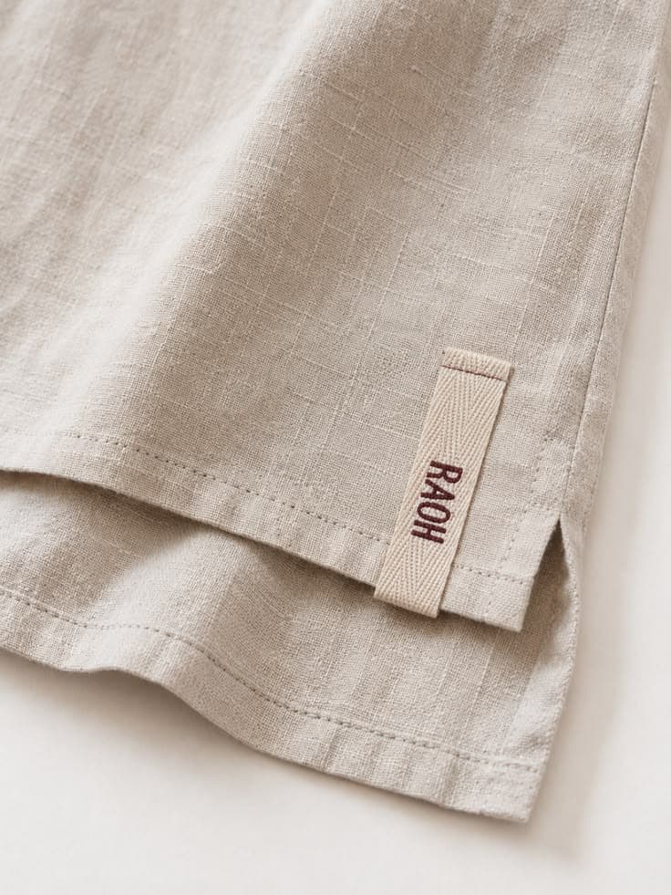 Woven label on a shirt hem